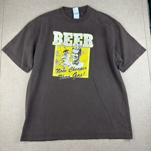 AAA T-Shirt Men's XL Brown‎ Beer Now Cheaper Than Gas Funny Graphic Retro